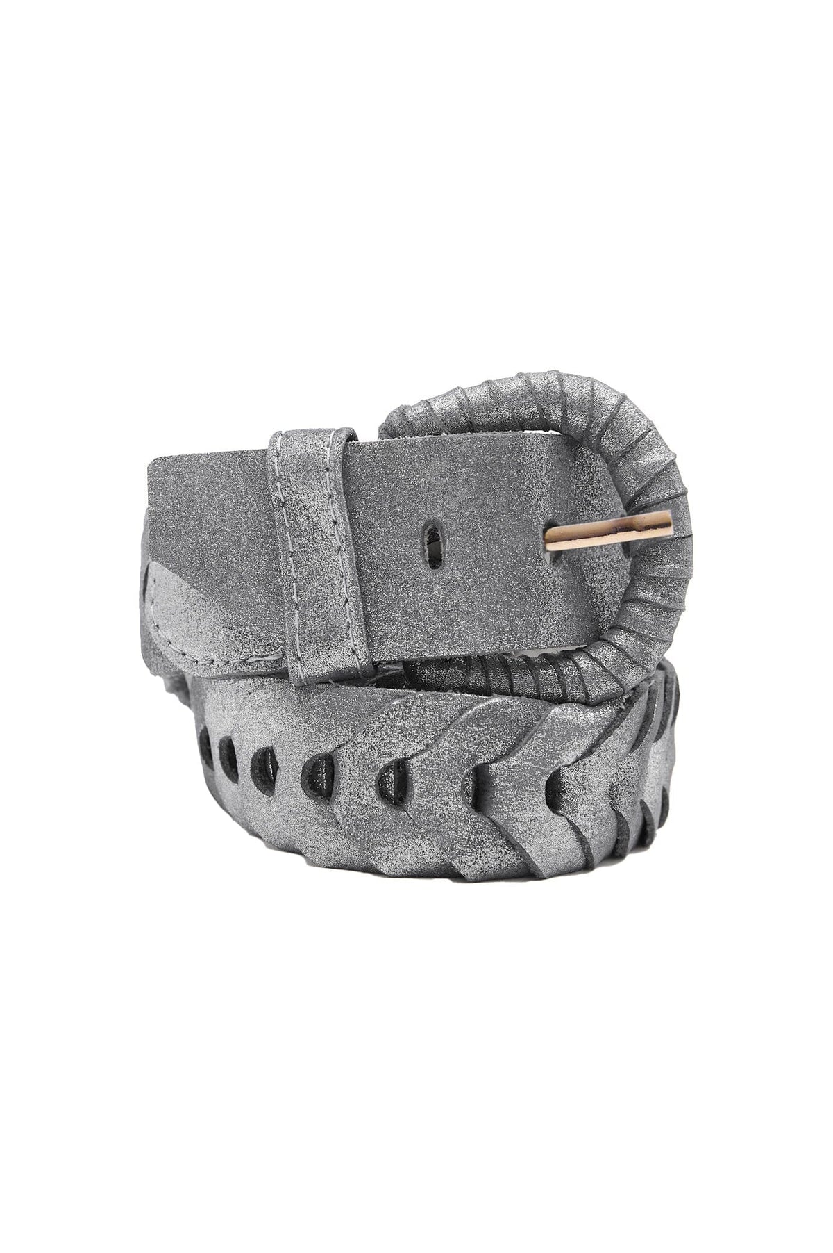 Plaited Jeans Belt Metallic Silver