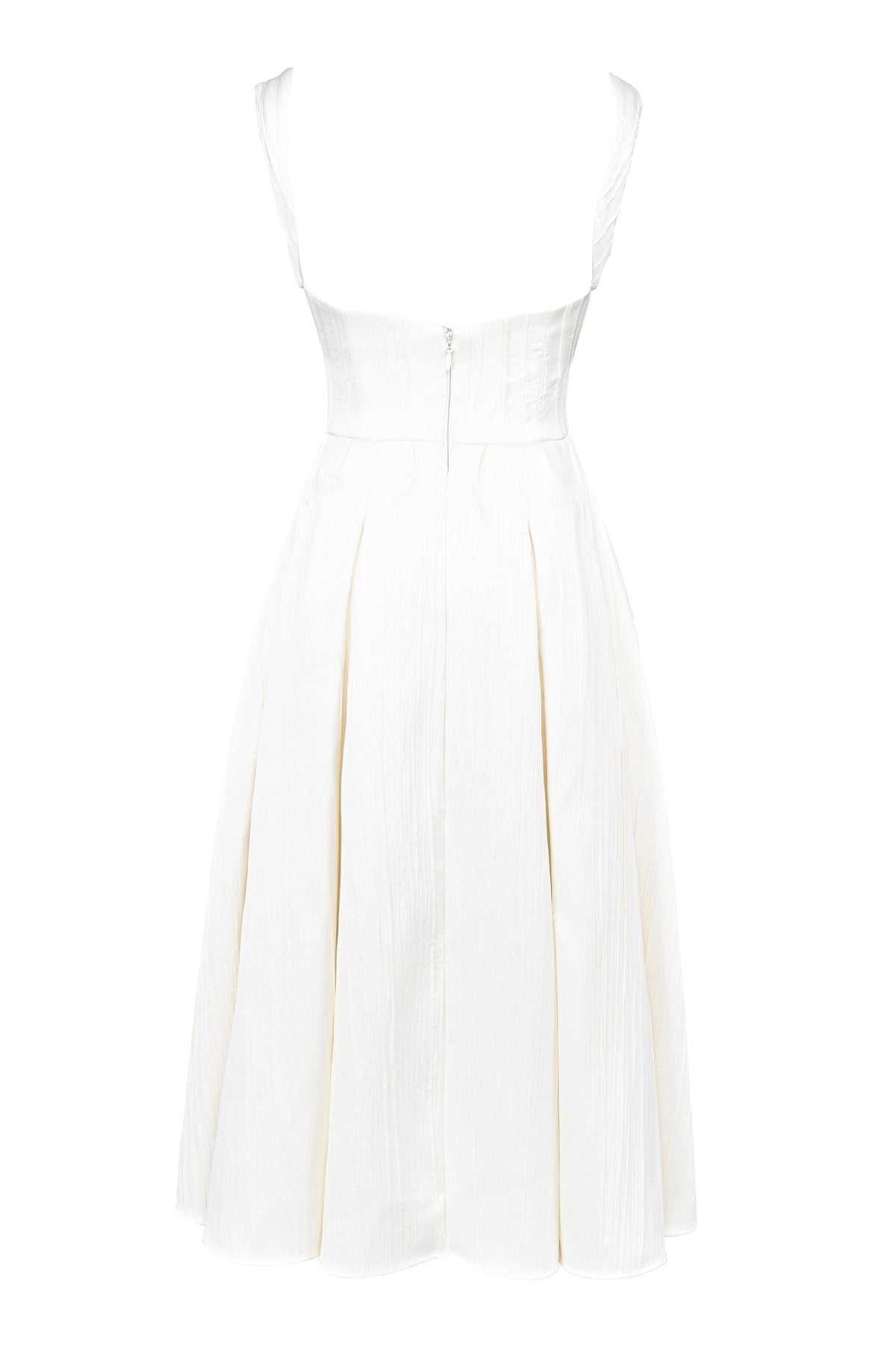 ivory textured satin corset midi dress