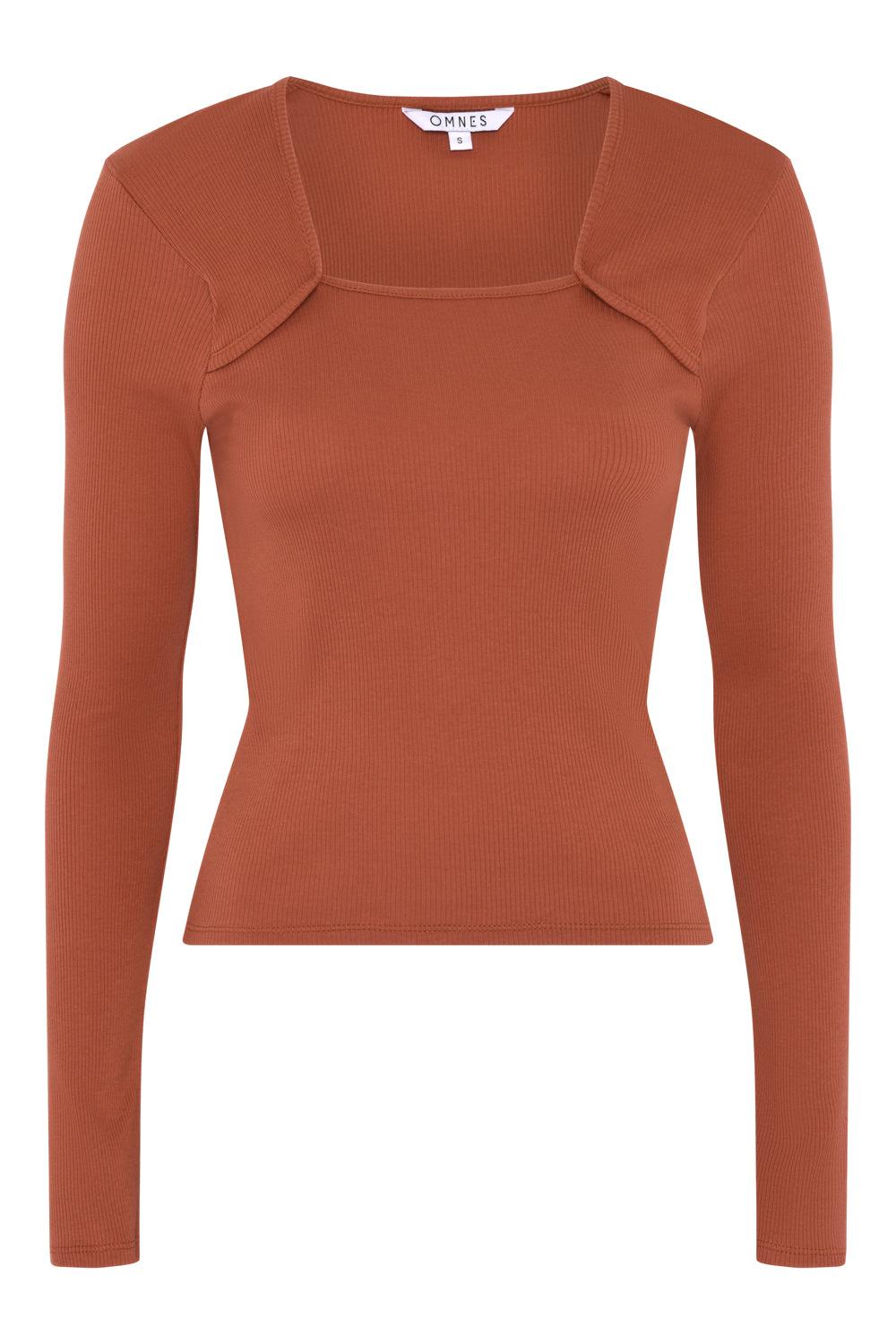 Fearne Square Neck Jersey Top in Brick Orange