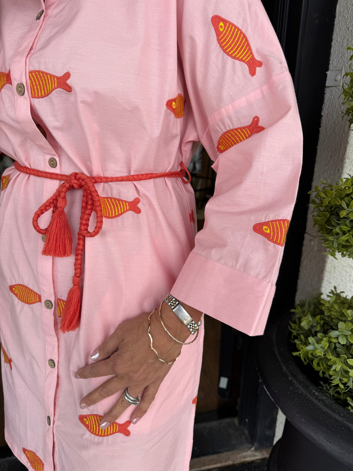 Uncle Frank Embroidered Fish Shirtdress