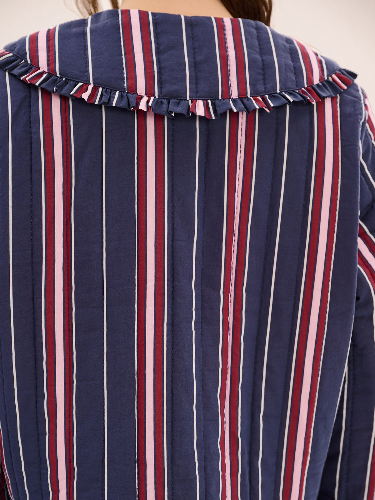 Peggy Quilted Jacket in Navy Stripe