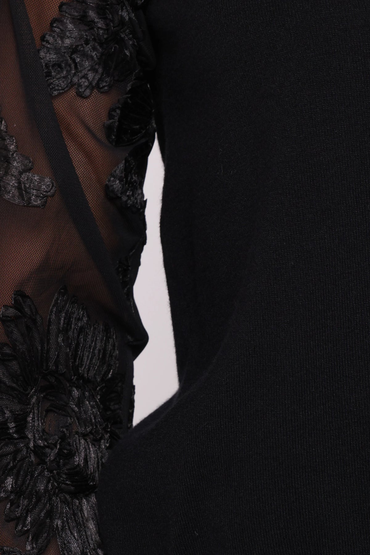 Cailin Sheer Sleeve Top - Black