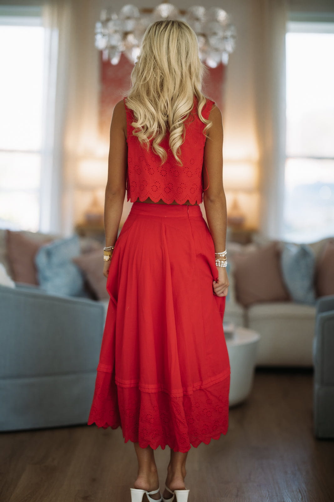 Always Yours Crop Top and Maxi Skirt Set - Red