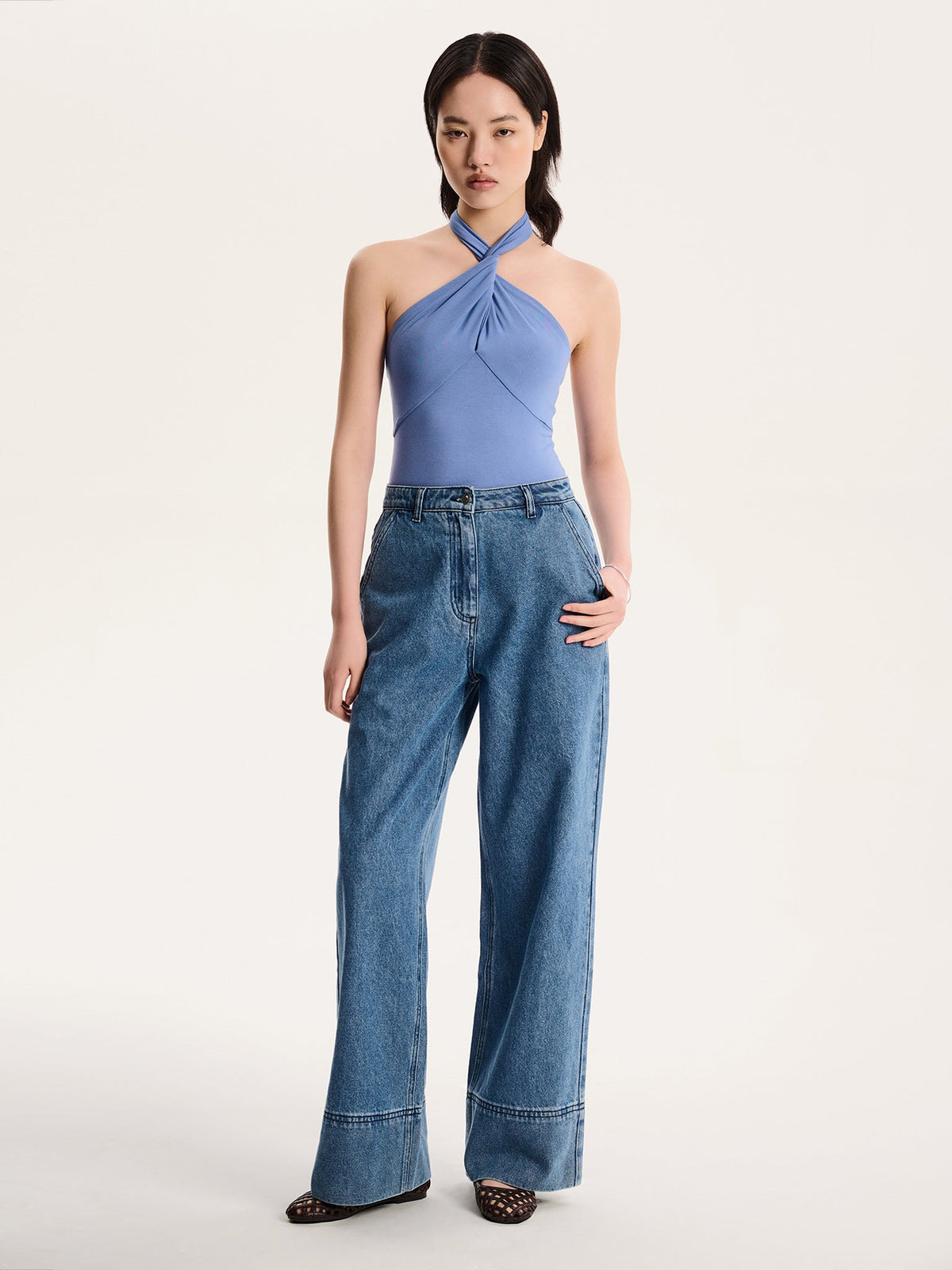 Nelson Halter Neck Top in Blue
