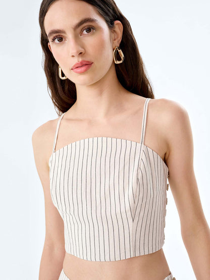 Trisha Top in Cream/Black Stripe