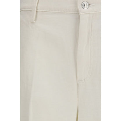 7FOR White Cotton Casual Pants