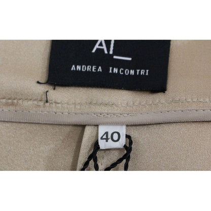 Andrea Incontri Brown Silk Solid Mini Pleated Skirt
