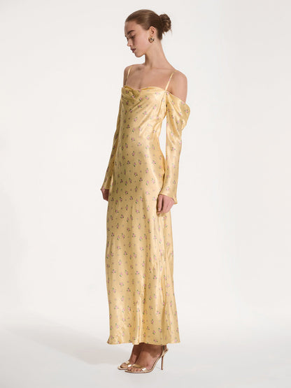 Munique Floral Dress in Vintage Yellow