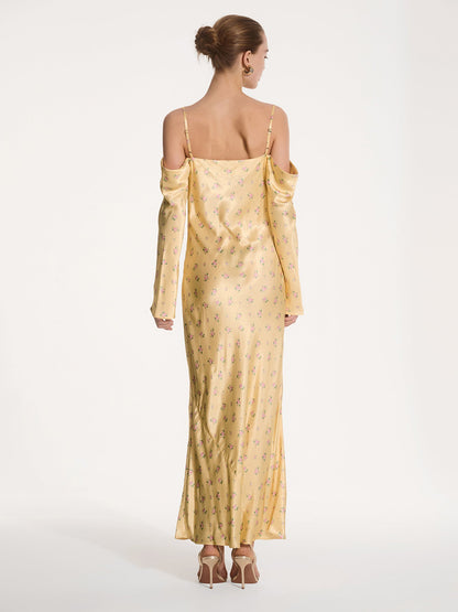 Munique Floral Dress in Vintage Yellow
