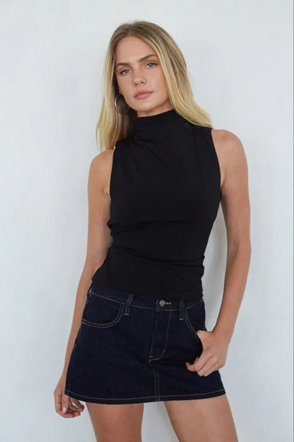 Lorde High Neck Tie Back Top