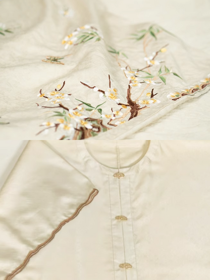 Jiu Cha 旧茶 Aged Tea Fairy Ming Dynasty Custom Yunjian Cloud Collar Long Top & Mamian Skirt Set