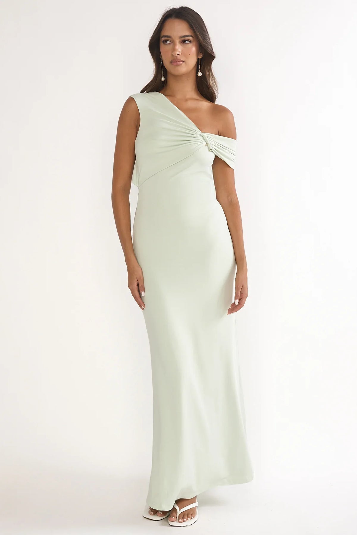 Tilda Asymmetric Neckline Maxi Dress Sage