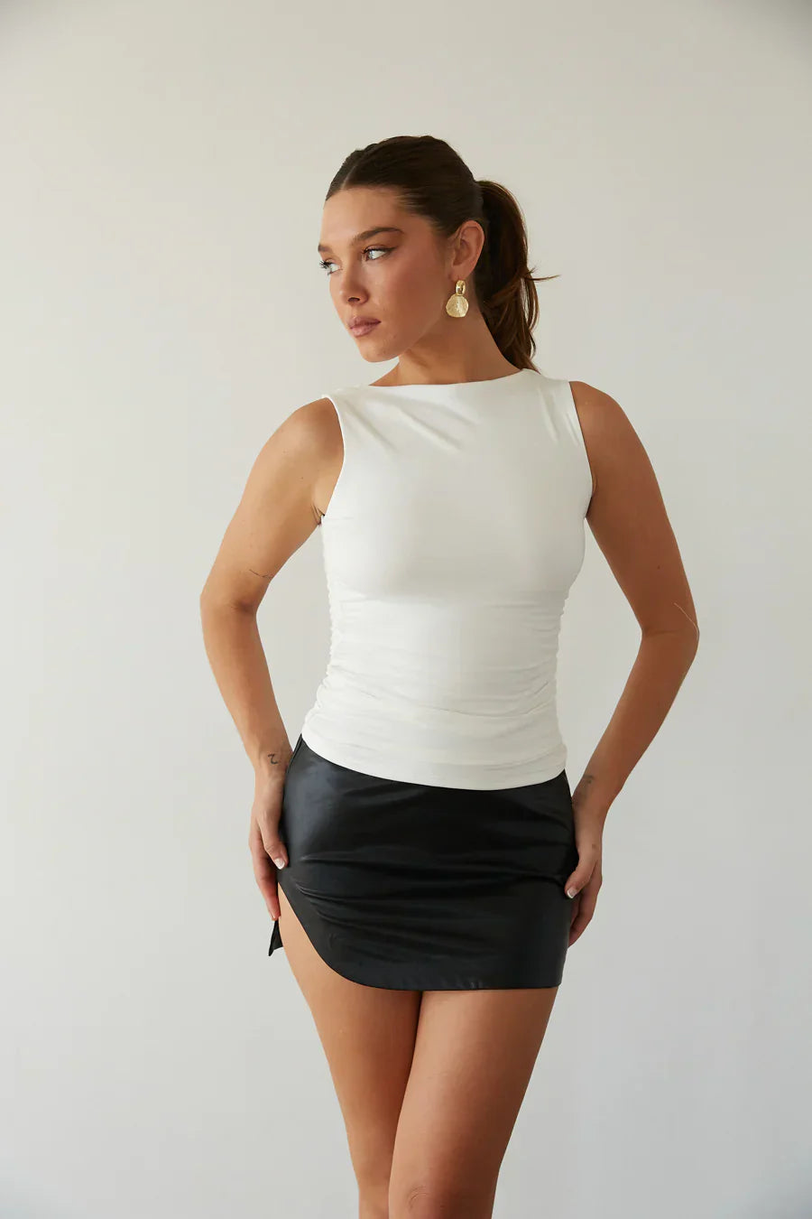 Rylee Ruched Boat Neck Top