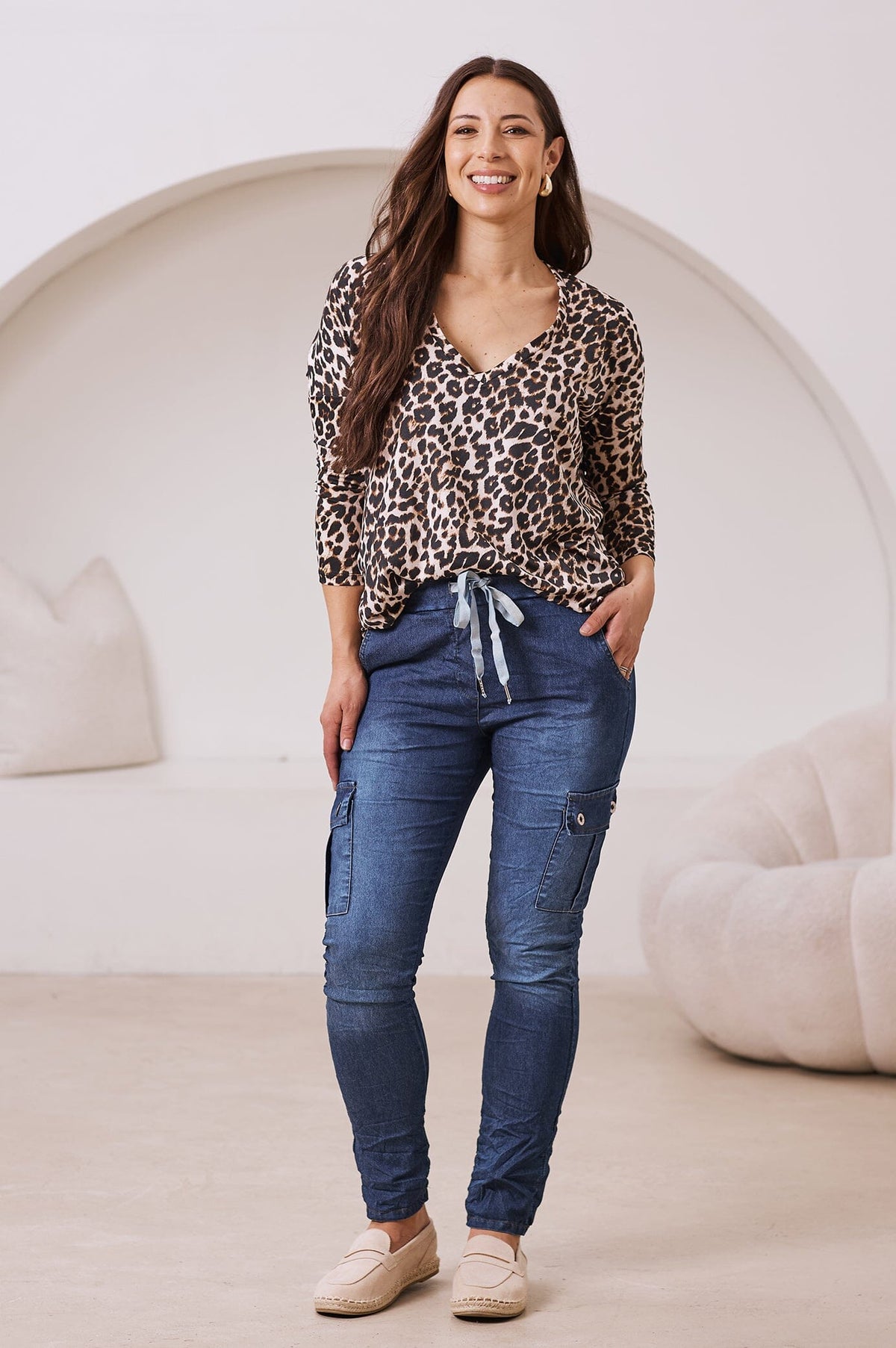 Erica Essential Long Sleeve Top Animal Print