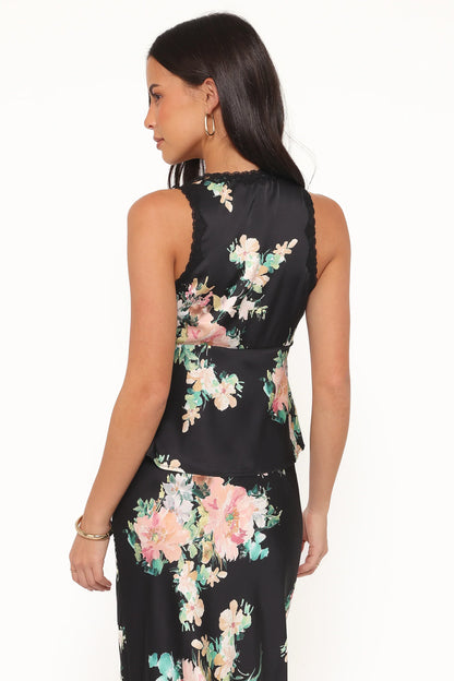 Kelso Top - Black Floral