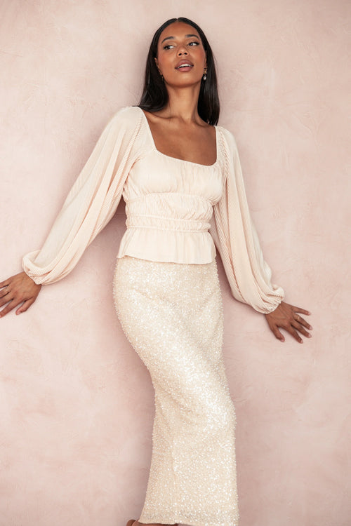 Ceppia Plisse Top - Light Peach