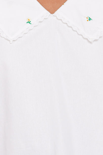 Kenna Embroidered Long Sleeve Top - White Floral