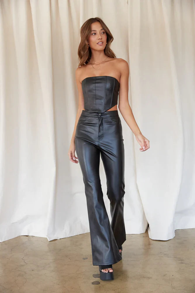 Harley Faux Leather Corset Top