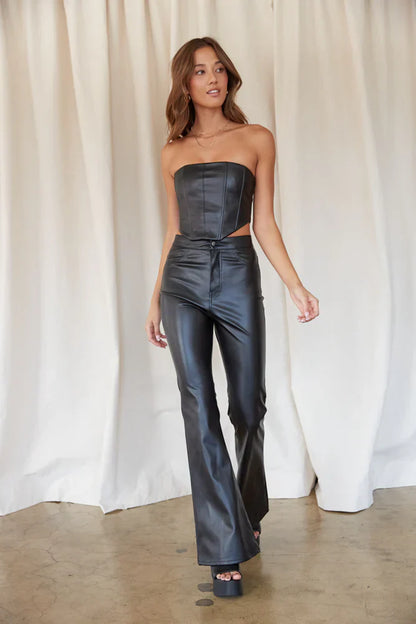 Harley Faux Leather Corset Top