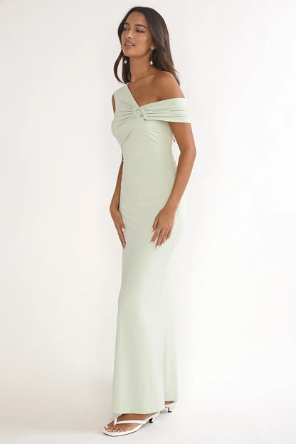 Tilda Asymmetric Neckline Maxi Dress Sage