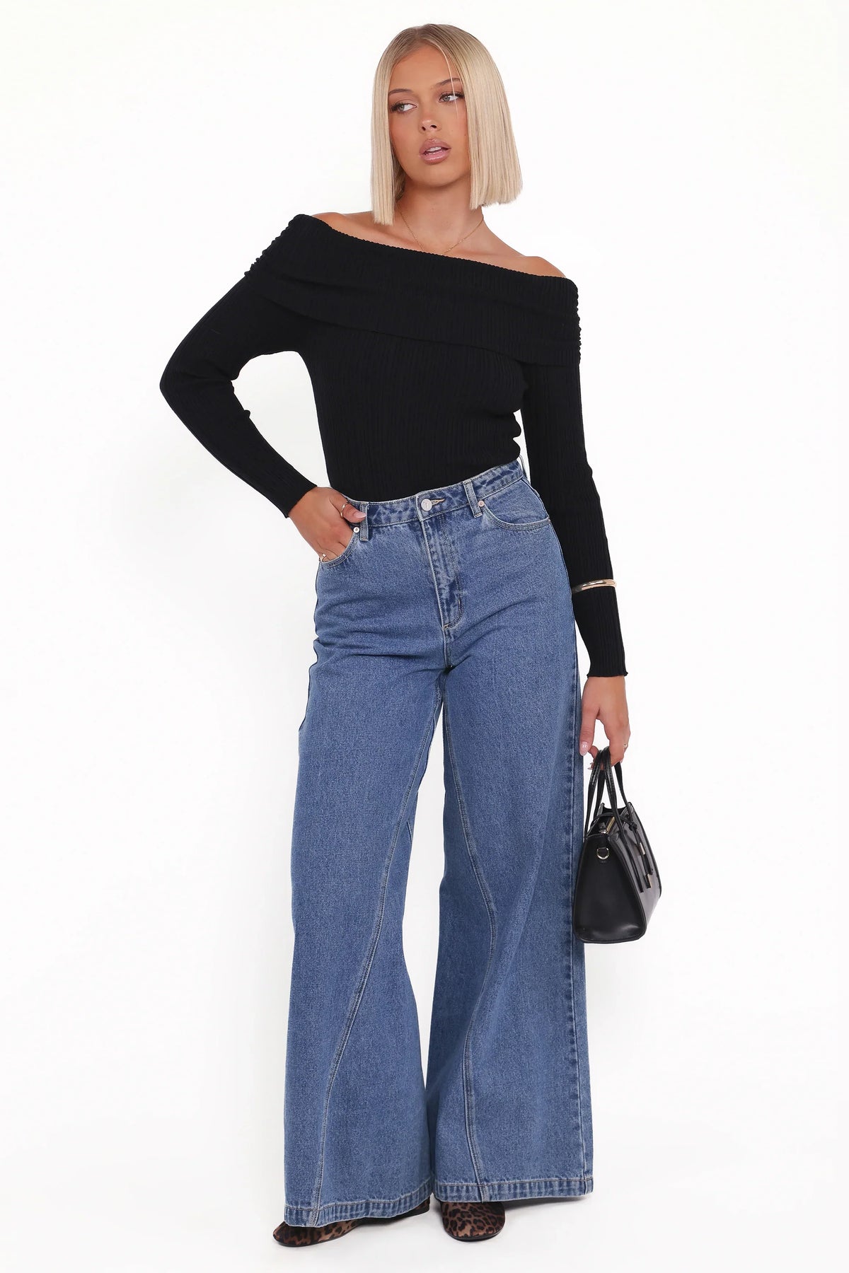 Junia Tie Back Knit Top - Black