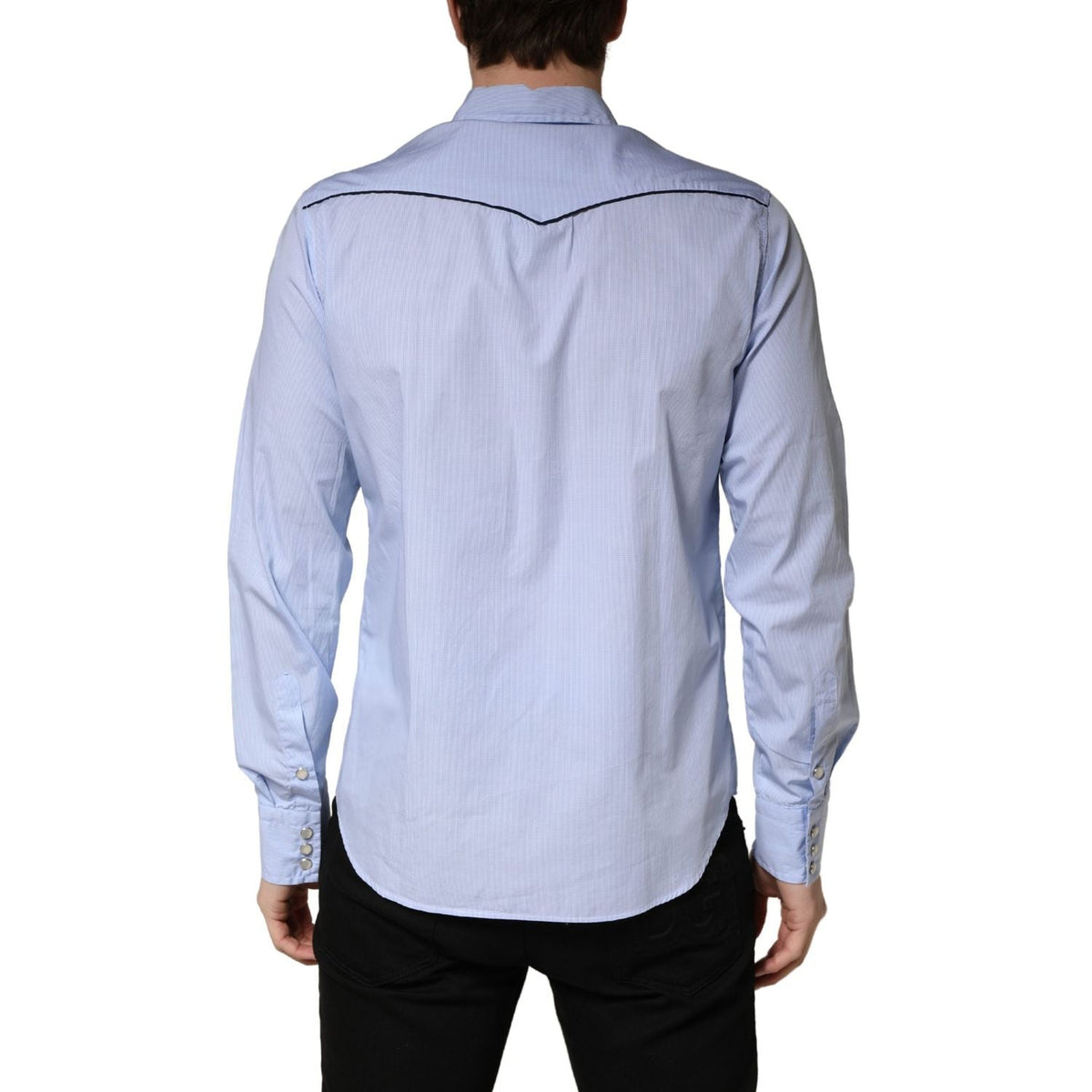 AGLINI Light Blue Slim Fit Collared Long Sleeve Casual Shirt