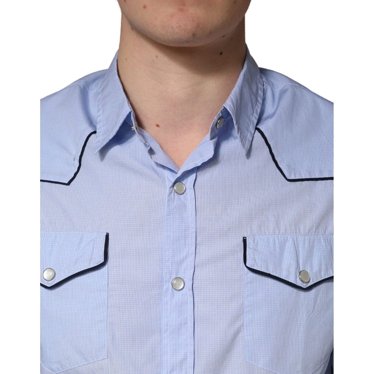 AGLINI Light Blue Slim Fit Collared Long Sleeve Casual Shirt