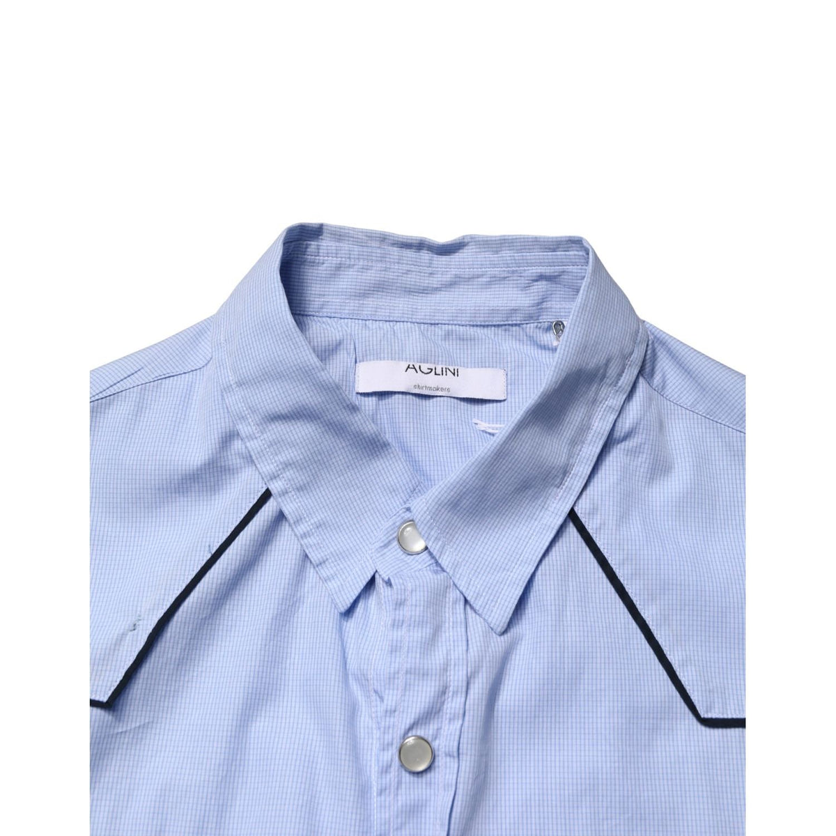 AGLINI Light Blue Slim Fit Collared Long Sleeve Casual Shirt