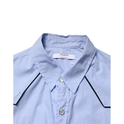 AGLINI Light Blue Slim Fit Collared Long Sleeve Casual Shirt