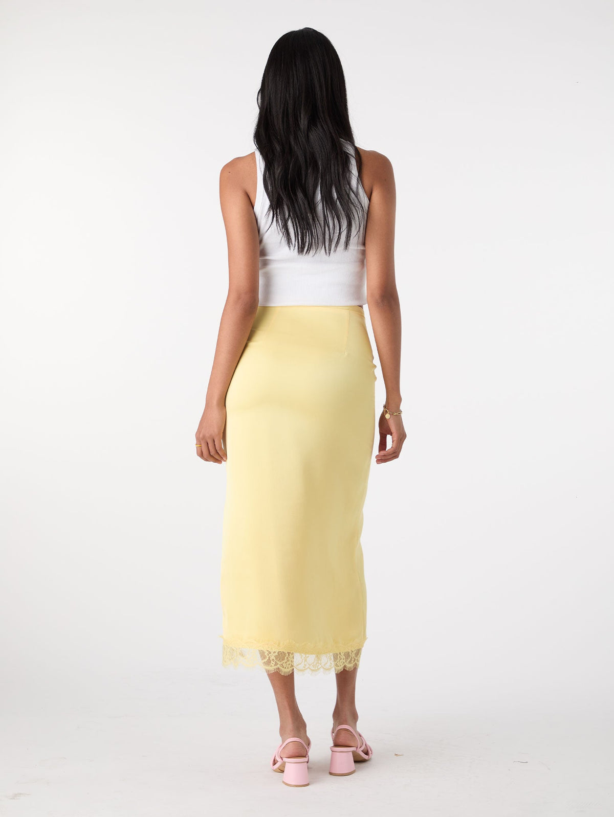 Avari Lace Trim Skirt in Yellow
