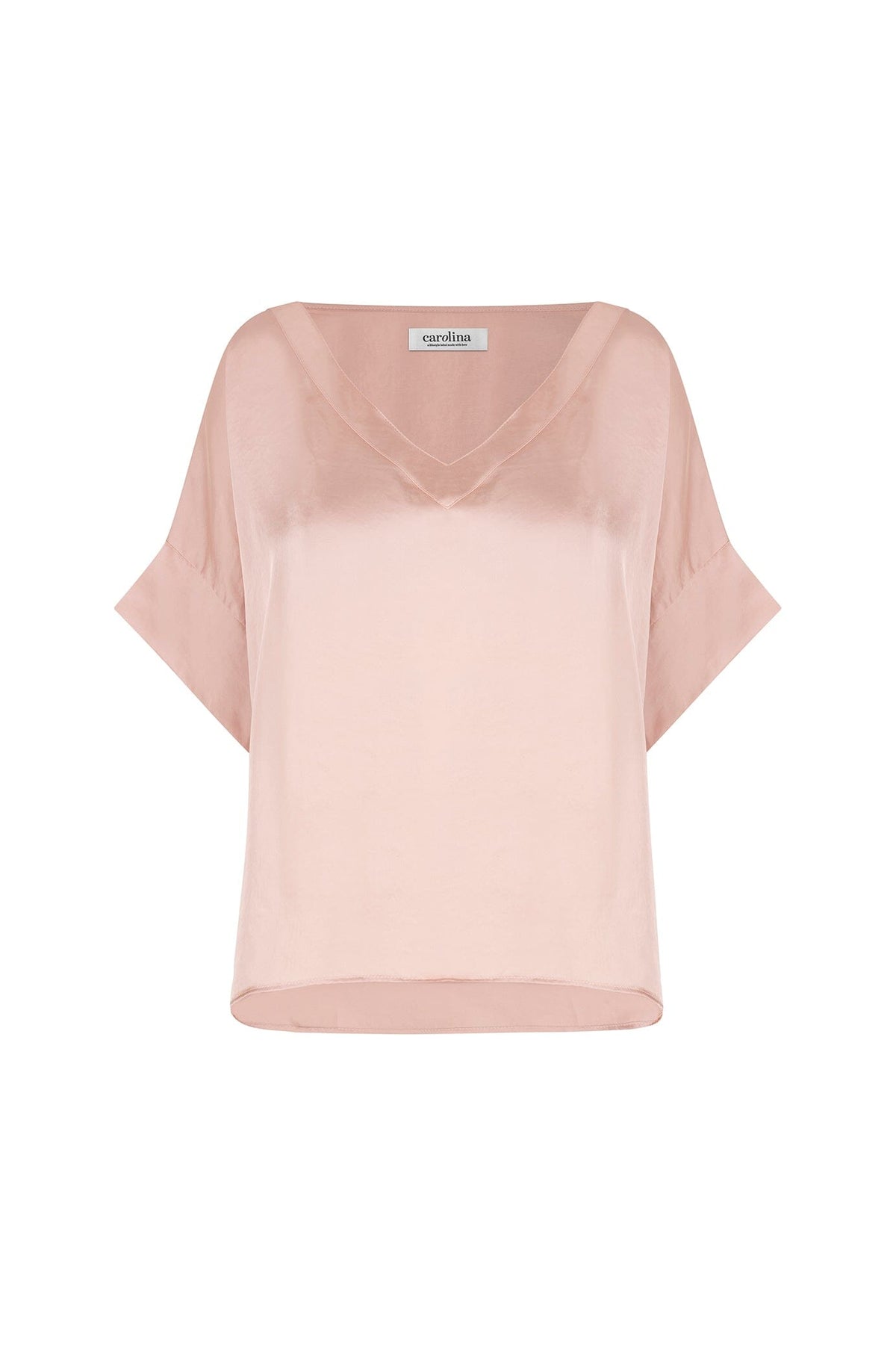 Bianca Short Sleeve Top Champagne with V Neck