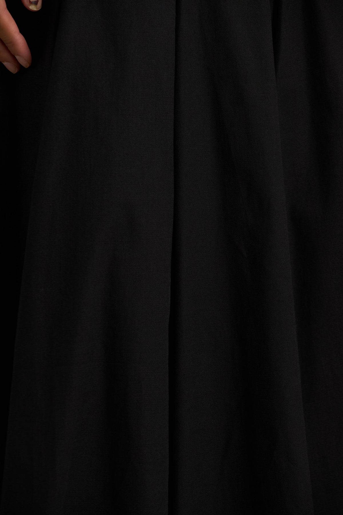 Magnolia | Black Scoop-Neck Midi Dress With Drop-Waist And Ruffling Detail