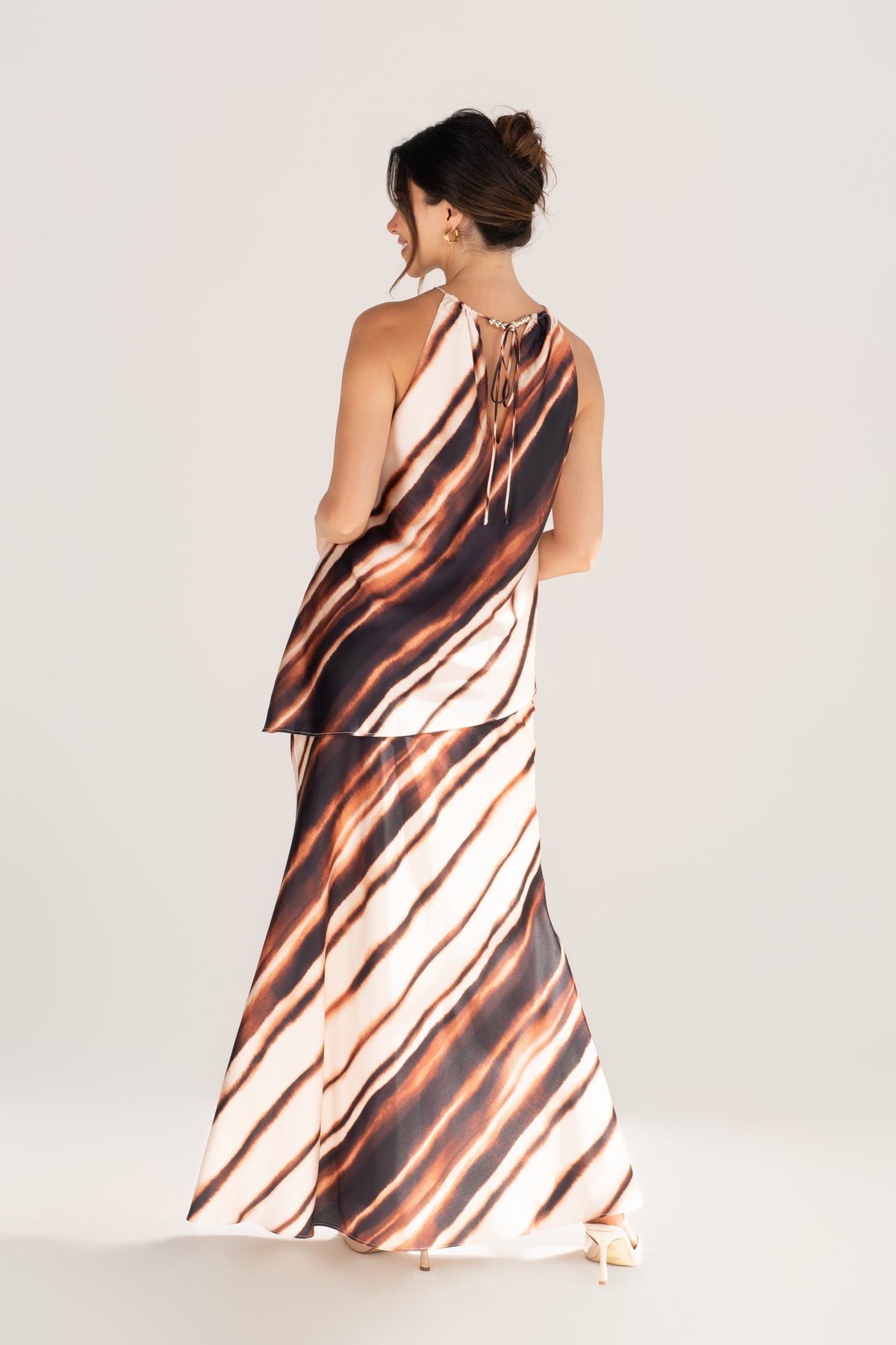 Calyra Halter Drape Top & Maxi Skirt Set