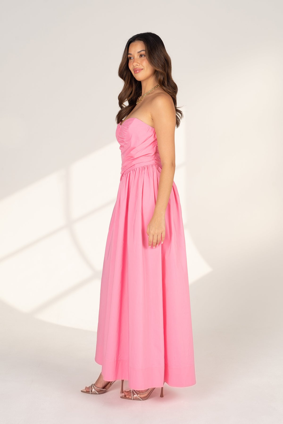 Eryn Strapless Pink Maxi Dress