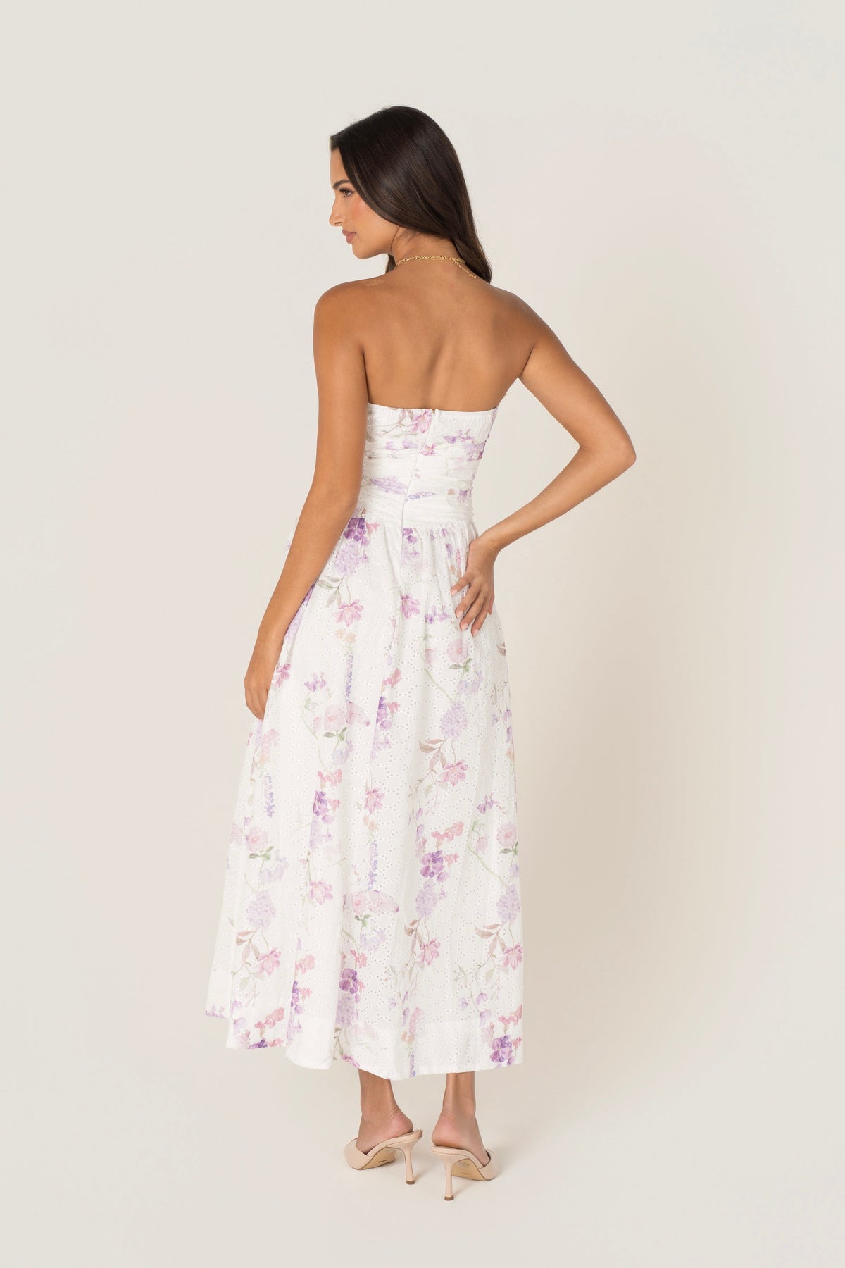 Freda White Floral Strapless Maxi Dress
