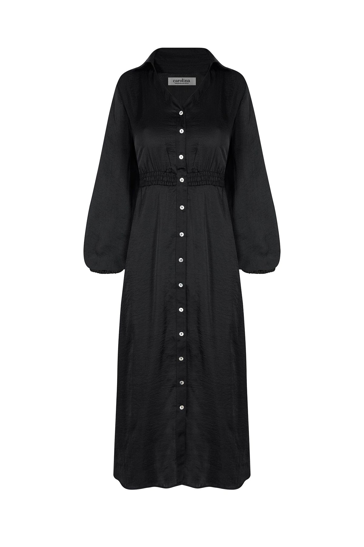 Georgina Long Sleeve Dress Black with Collar