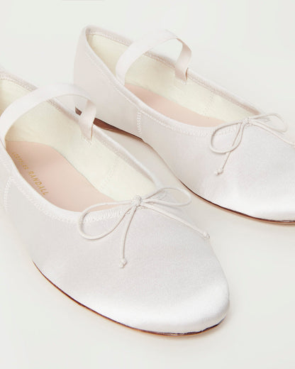 Leonie Cream Satin Ballet Flat