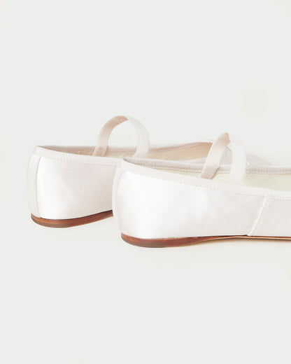 Leonie Cream Satin Ballet Flat