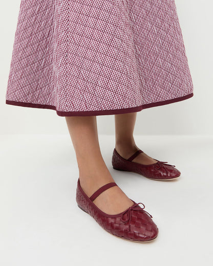 Leonie Wine Woven Ballet Flat