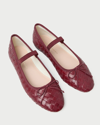 Leonie Wine Woven Ballet Flat