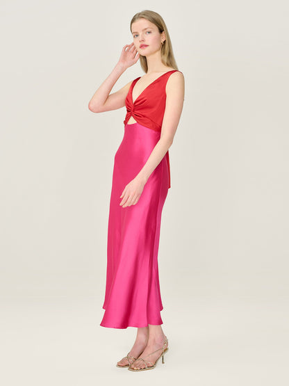 Maggy Dress in Raspberry and Barbados Cherry