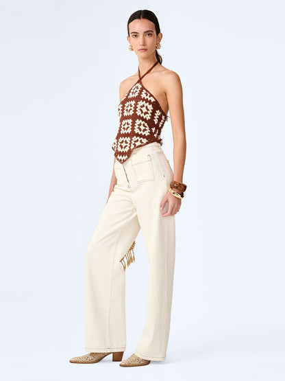 Miles Top in Brown and Cream