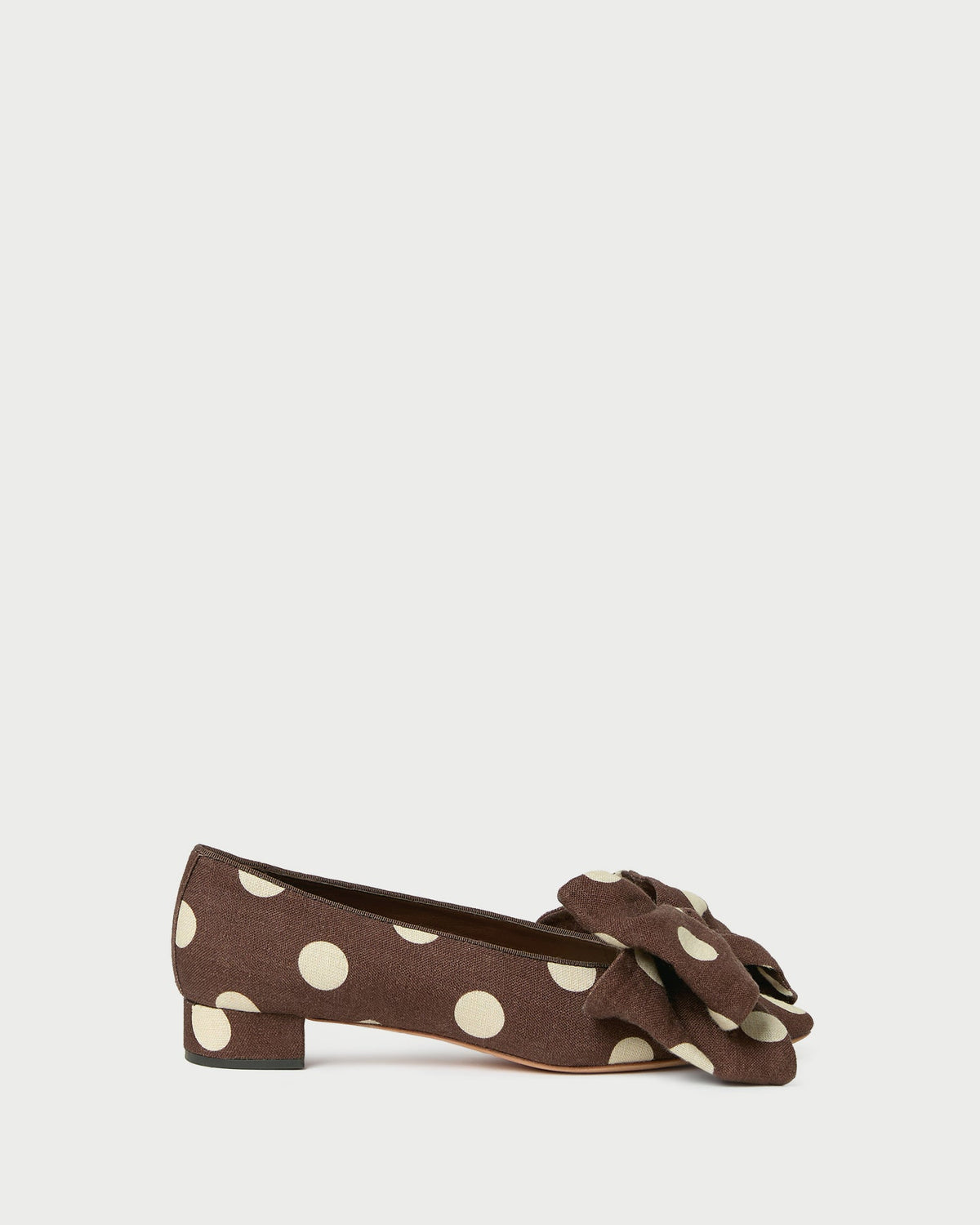 Noa Brown/Cream Linen Bow Flat