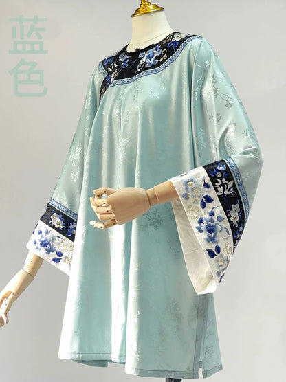 Xue Chuang 雪床 Bed of Snow Qing Han Pastel Embroidered Porcelain Round Collar Top & Pants Set