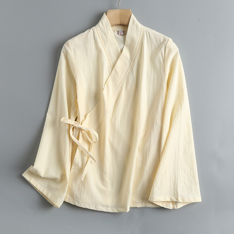 Xiang Shan 香山 Fragrant Hills Unisex Pure Cotton Cross Collar Top