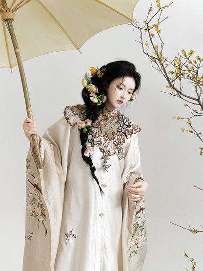 Jiu Cha 旧茶 Aged Tea Fairy Ming Dynasty Custom Yunjian Cloud Collar Long Top & Mamian Skirt Set