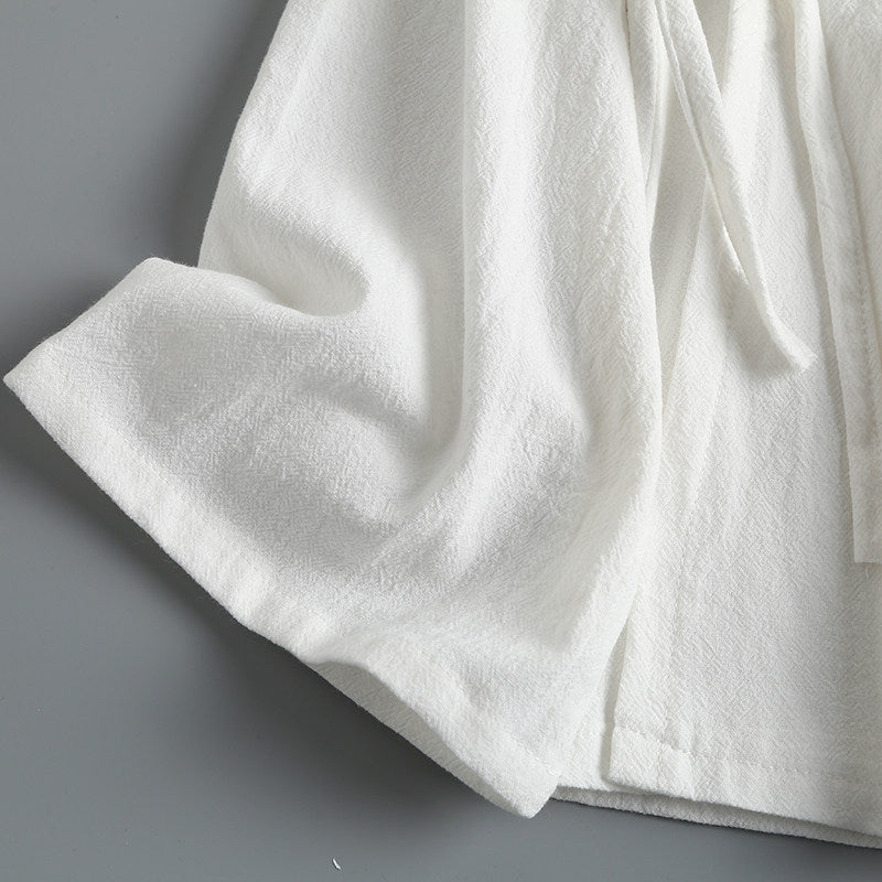 Xiang Shan 香山 Fragrant Hills Unisex Pure Cotton Cross Collar Top
