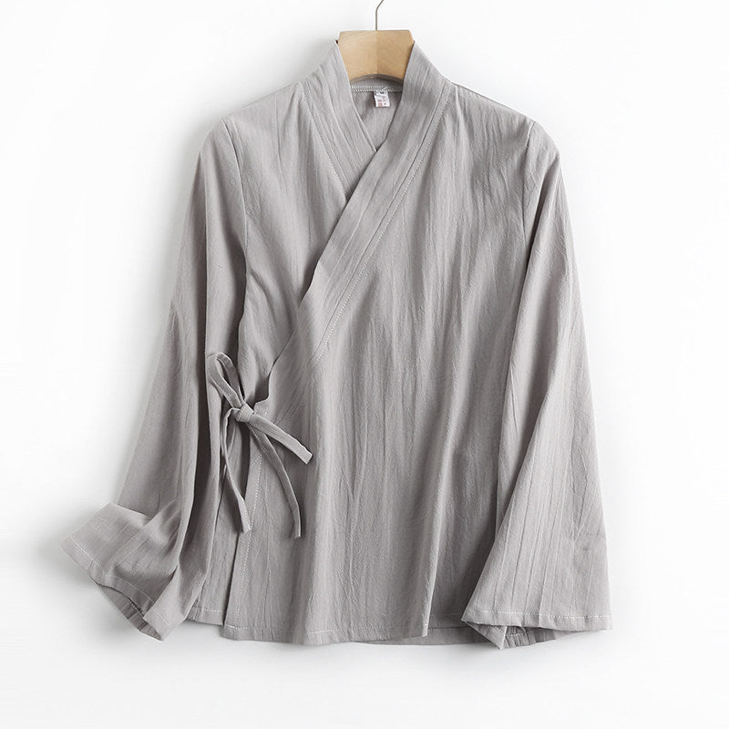 Xiang Shan 香山 Fragrant Hills Unisex Pure Cotton Cross Collar Top