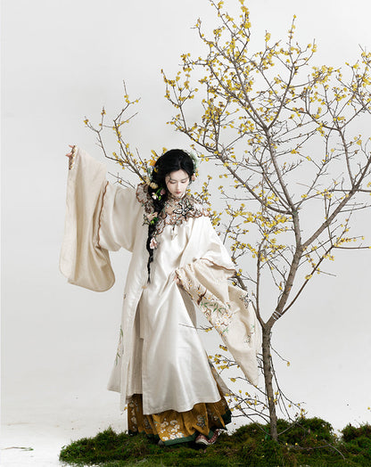 Jiu Cha 旧茶 Aged Tea Fairy Ming Dynasty Custom Yunjian Cloud Collar Long Top & Mamian Skirt Set