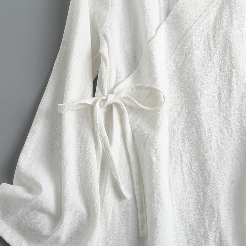 Xiang Shan 香山 Fragrant Hills Unisex Pure Cotton Cross Collar Top
